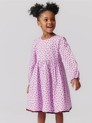 Pink Chicken Girls Amma Dress Pink Rosebuds Floral LS~Sz 6-12 Months~Retail $88