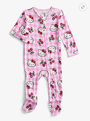 Hello Kitty Pink Gingham Cherry Print Footed Zip Sleeper One-Piece 3-6M
