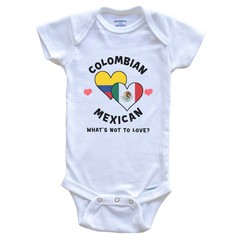 Colombian Mexican What’s Not To Love Heart Flags Colombia Mexico Baby Bodysuit