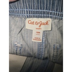 Carters Shorts Unisex Pull On Size 18 Months Pinstripe Denim Drawstring 6362