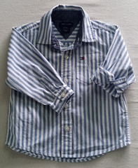 Infant Boys 12 Months Tommy Hilfiger Button Up Dress shirt White & Blue