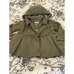 Tahari 12 Month Three Button Hooded Olive Green with Animal Print Liner