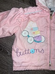 VTG 90s Windbreaker Jacket Pastel Pink Zip Hood Lined Buttons Bow Skate Girl 2T