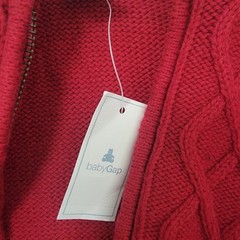 Baby Gap Full Zip Cable Knit Hoodie Sz 2T Red Blue Gray Wool Blend Sweater New