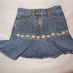 Skort Jean Denim Size 3T 3 Girls Ruffle Flowers Shorts Skirt Combo Gymboree