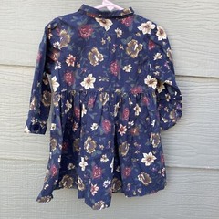 Baby Gap 18 24 Months Girls Shirt Dress Long Sleeve Toddler Blue Floral VTG