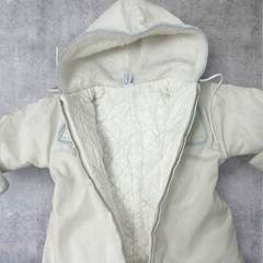 Vintage Saks Fifth Avenue Baby Snowsuit Ivory Quilted Hooded Bunting Unisex 6–9M