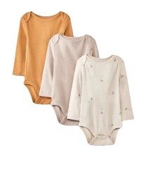 Cloud Island Unisex Neutral Brown/Orange 3 Pack Ribbed Long Sleeve Onsies NWT