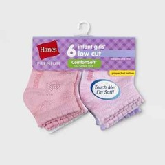 Hanes Premium Toddler Girls’ 6pk Hearts Low Cut Comfortsoft Socks Size 2T-3T