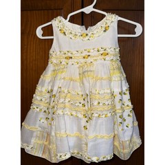 Biscotti Girls 12M Yellow Floral Patchwork Ruffle Rosette Sleeveless Dress