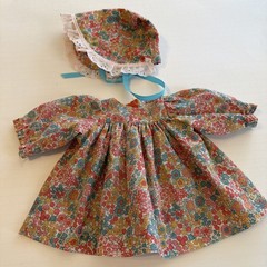 Vintage Baby Girl 0-6 Months Dress Top & Bonnet Set Flower Power Hippie Matching