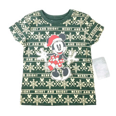 Disney Toddler Green Short Sleeve Cotton Holiday Minnie Mouse T Shirt Sz XXS 2/3