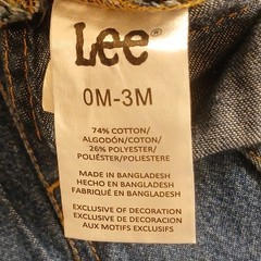 Lee Girls Denim Shortalls Lace Trim Pockets Snap Closure Blue/White 0-3M