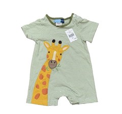 Goodlad Baby 9M Giraffe Short Romper Green Zoo Safari Unisex 100% Cotton NWT