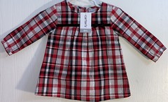 Carter’s Baby Girl 6M Top Red/White/Black/Silver Plaid Long Sleeve Back Buttons