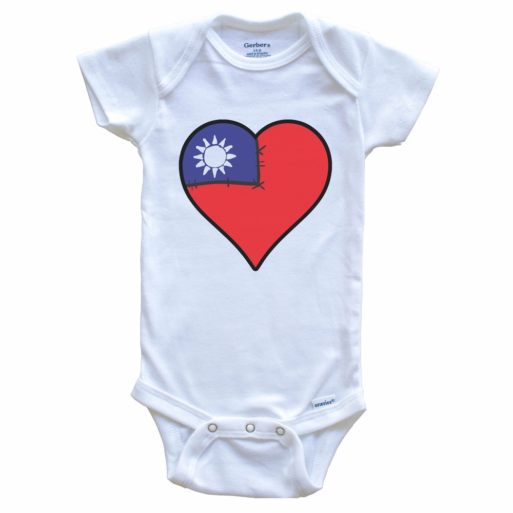 Taiwan Heart Taiwanese Flag Baby Bodysuit