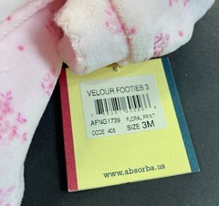 absorba Baby Footie Florial Print Pink Velour Winter Fall Spring 3 Month New
