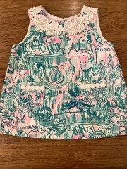 Lilly Pulitzer Baby Girl Shift Summer Dress Top Size 3-6 months Elephant Giraffe