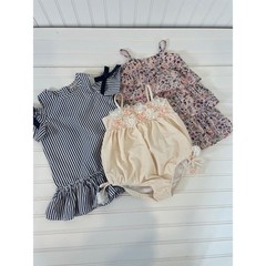 Habitual Gap & Kate Mack Girls Striped & Floral Dress & Romper Bundle SZ 18 MO