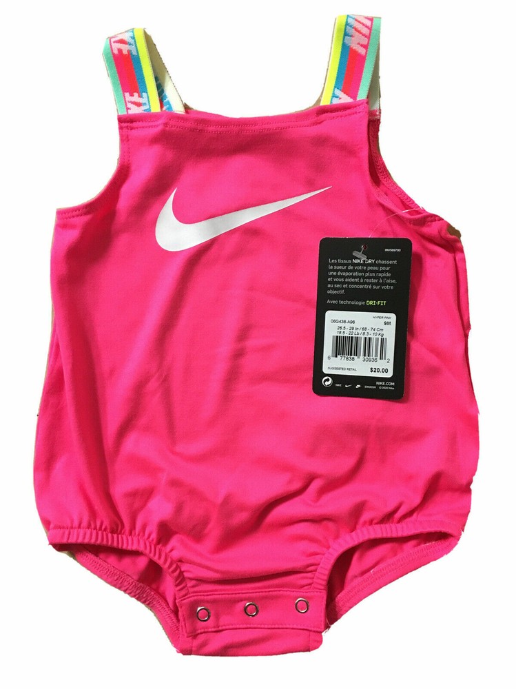 NIKE & DRI-FIT Baby Girls Assorted Sleeveless Short Rompers; Newborn, 3M-9M NWT