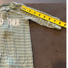 Just One You by Carters 6M Little Brother Green Striped Zip Up Footed Sleeper