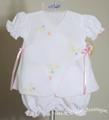 NWT Will’beth White Baby Girls Butterfly Side Tie Diaper Set Preemie Size 00