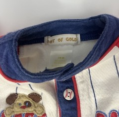Vtg Pot of Gold Baby Boy Embroidered Baseball One Piece Outfit 3/6M