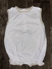 Sugar Dumplin White Woven Cotton Sleeveless Lace Trim Button Romper 24M