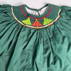 Lil Cactus Smocked Christmas Dress 3-6 Months – Green Corduroy Holiday Trees