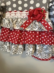 Counting Daisies Girls 3-6M 2Pc Polka Dot Ruffle Bow Top Stripe Pants Outfit Set
