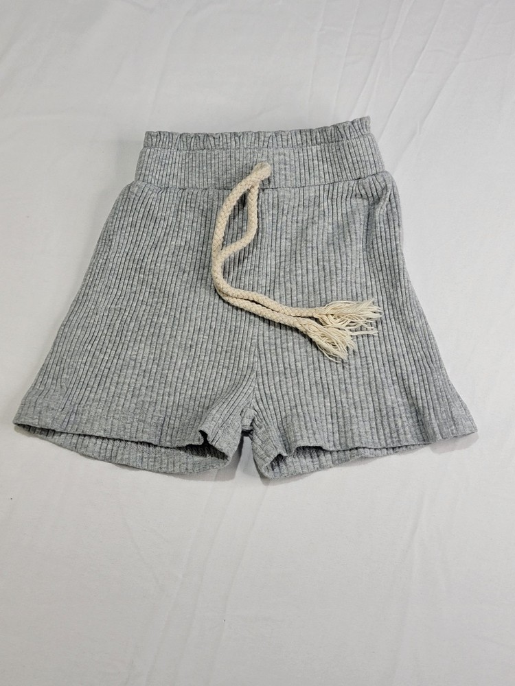 Baby Toddler Gray Ribbed Cotton Shorts Size 90 (18-24 Months) Drawstring Elastic