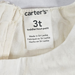Carter’s Dress Girls Size 3T White 100% Cotton Body/Lining Polyester Mesh