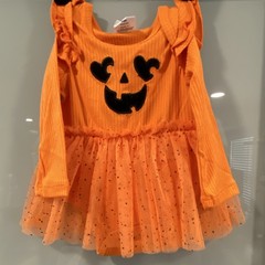 Celebrate! Halloween Pumpkin Orange/Black Tulle Tutu Long Sleeve Snap 0-3M