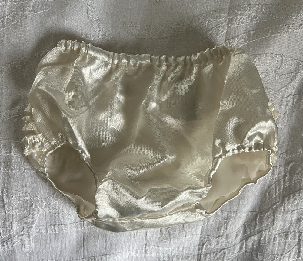 The Children’s Place Infant Girl Ivory Satin Ruffle Bloomers Diaper Cover 0-3M