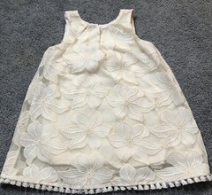 Genuine Kids Girl’s Dress 3T Embroidered Floral Lace Ivory Rayon Wedding Party