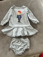 Ralph Lauren Logo Baby Girl Dress and Bloomers Set 2pc, Size 9 Months
