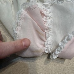 New Vtg Little Precious Baby 2 Pc 3-6 M Outfit Bloomers Bottoms pink Rose lace