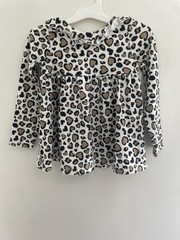 Rachel Zoe Toddler Girls Leopard Print Hearts Ruffle Long Sleeve Top Cream 4T