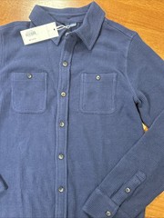 New Janie And Jack Button Down Thermal Shirt Long Sleeve Blue Size 12 NWT