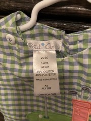 Petit Ami Golf Jon Jon Golf Bag Appliqué Green Gingham Boutique Shortall