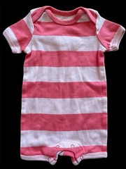 Primary EUC/NWOT? Salmon Stripe Short Sleeve Organic Cotton Knit Romper-3-6Mos