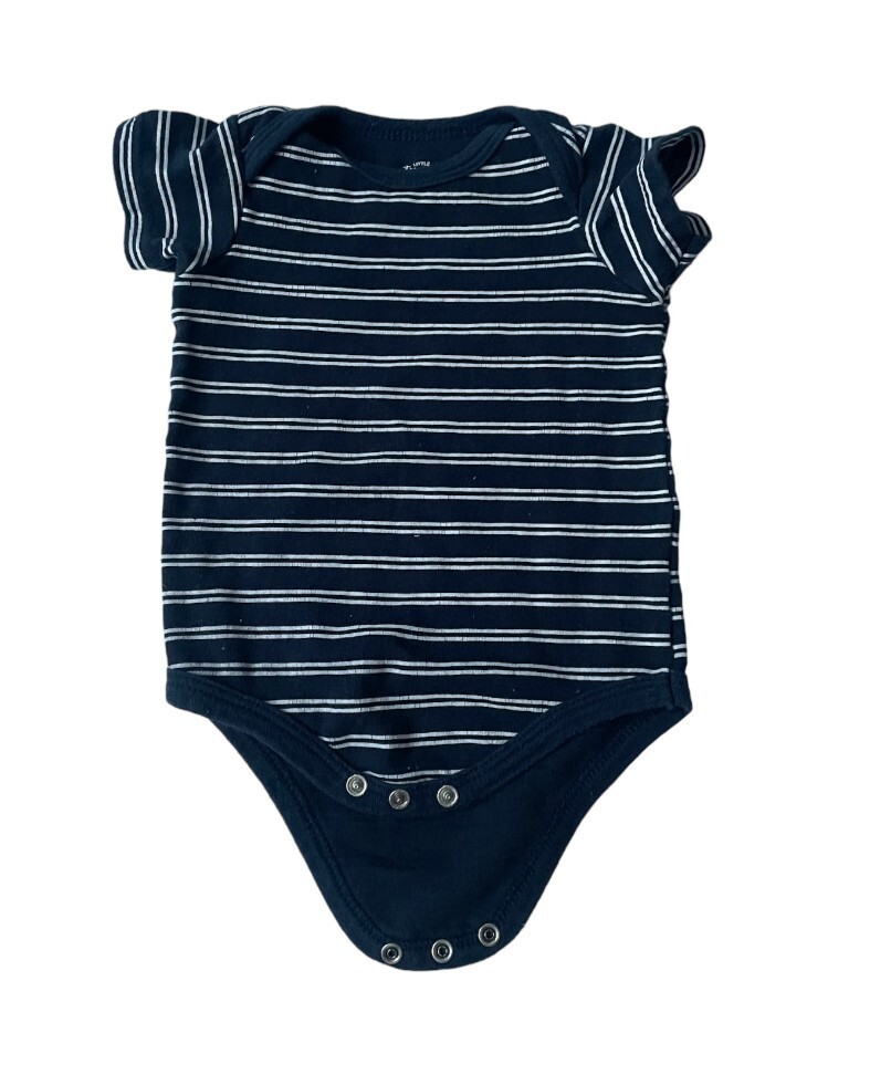 Striped Baby Boy Short Sleeve One Piece Blue and White Bodysuit Size 3-6 Months