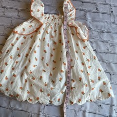 Rachel Zoe Little Girl 4T Peach Print Dress Ruffles Textured Party Polka Dot EUC