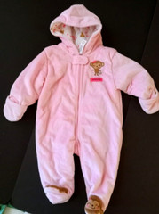 Carters Just One You Pink Baby Monkey Hooded Footie Snowsuit Lined 6M Zip