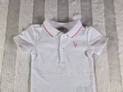 NWT Janie & Jack Girls Flamingo White Pique Polo Bodysuit Size 6-12 Months