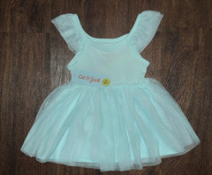 Cat & Jack Sequin Rainbow Tulle Tutu Dress Baby Girls Size 12M Aqua Mint Bottoms