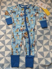 Bamboo Bliss Blue Disney Prince Knit Coverall One-Piece 3-6M Zip Long Sleeve