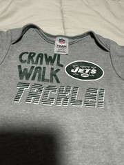 NFL Team Apparel New York Jets Bodysuit One-Piece 6-12M Gray Cotton Snap Logo