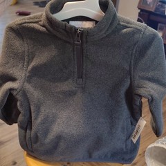 Amazon Essentials Toddler Fleece Jacket 1/4 Zip Gray Solid Long Sleeve 2T