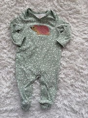 Ever & Ever Girls Sz. 6 Mo. Green Hedgehog Embroidered One Pc. Exc Qual, So Cute